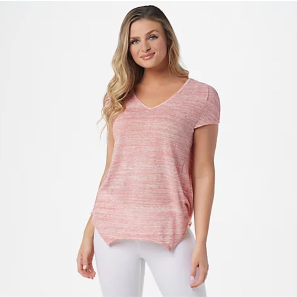 NWOT Lisa Rinna Collection V-Neck Burnout Top Coral